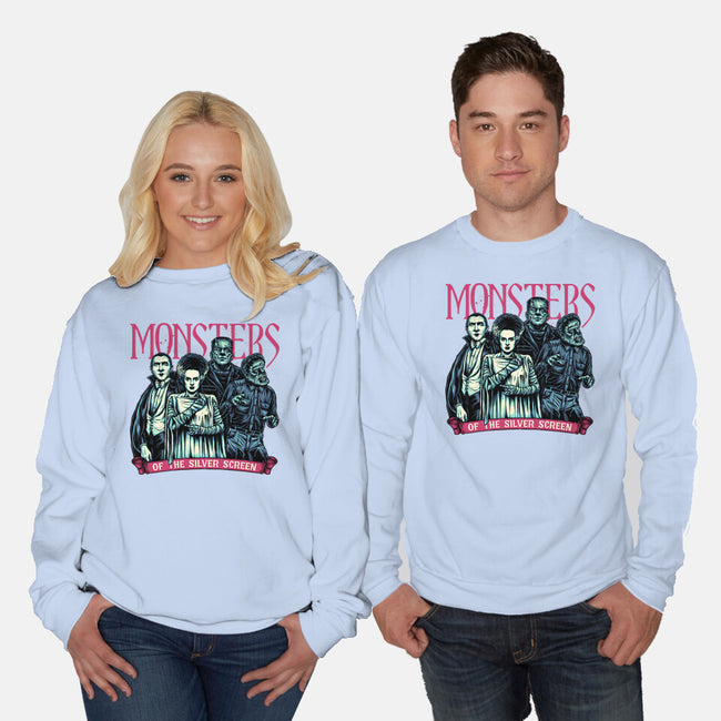 Monsters Of The Silver Screen-Unisex-Crew Neck-Sweatshirt-momma_gorilla