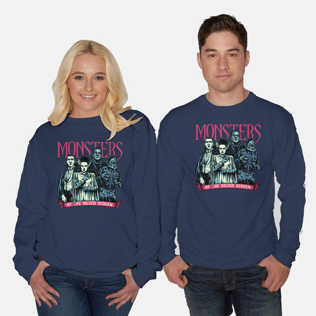 Monsters Of The Silver Screen-Unisex-Crew Neck-Sweatshirt-momma_gorilla