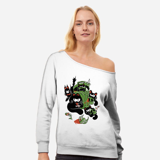 Purr-petrators-Womens-Off Shoulder-Sweatshirt-Henrique Torres