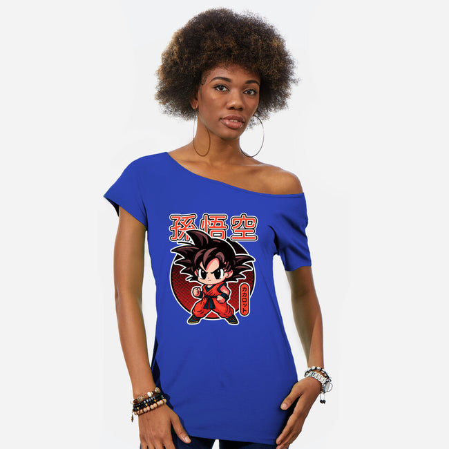 Lil Saiyan-Womens-Off Shoulder-Tee-fanfreak1