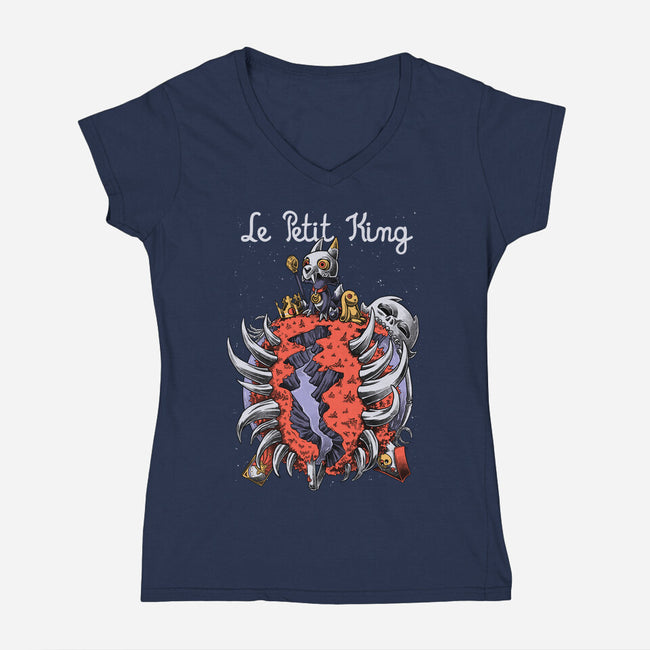 Le Petit Owl King-Womens-V-Neck-Tee-Studio Mootant