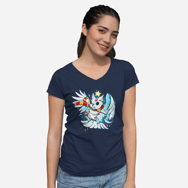 Christmas Owl-Womens-V-Neck-Tee-Vallina84