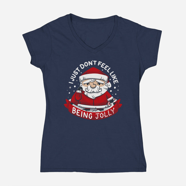 Not So Jolly Old Saint Nick-Womens-V-Neck-Tee-Aarons Art Room