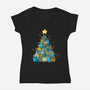 Froggy Christmas-Womens-V-Neck-Tee-Vallina84