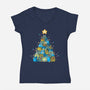 Froggy Christmas-Womens-V-Neck-Tee-Vallina84