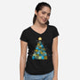 Froggy Christmas-Womens-V-Neck-Tee-Vallina84