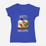 Happy Owlidays-Womens-V-Neck-Tee-Vallina84