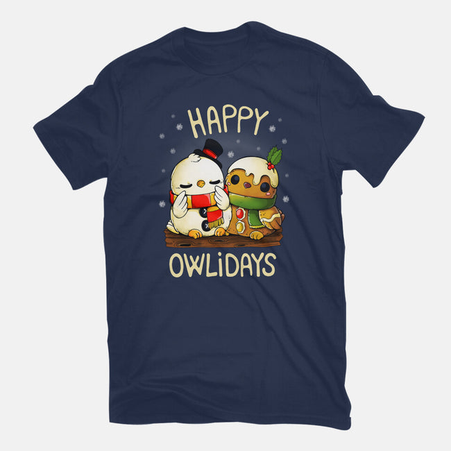 Happy Owlidays-Unisex-Basic-Tee-Vallina84