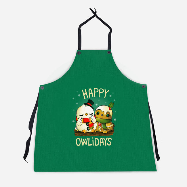 Happy Owlidays-Unisex-Kitchen-Apron-Vallina84