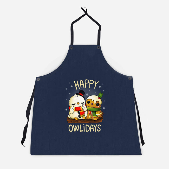 Happy Owlidays-Unisex-Kitchen-Apron-Vallina84