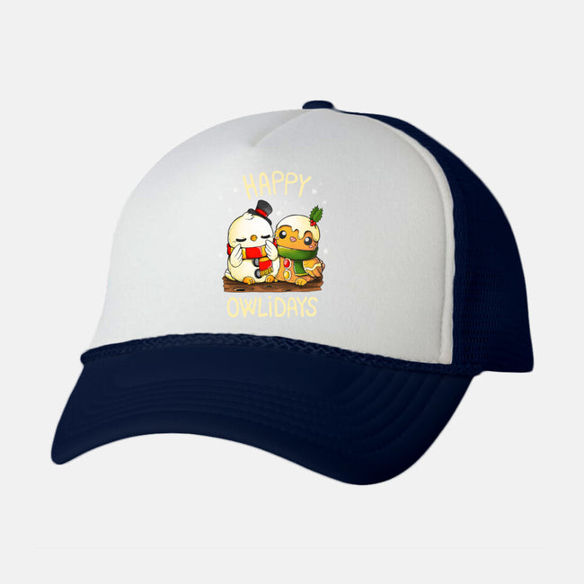 Happy Owlidays-Unisex-Trucker-Hat-Vallina84