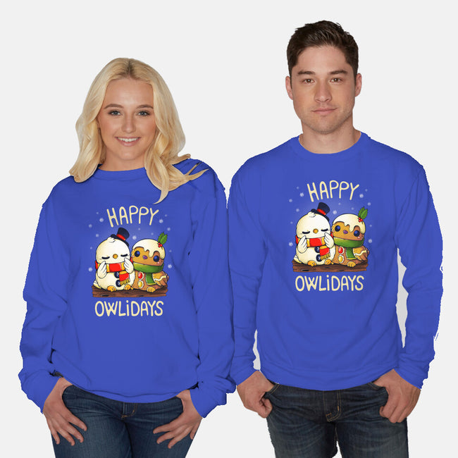 Happy Owlidays-Unisex-Crew Neck-Sweatshirt-Vallina84