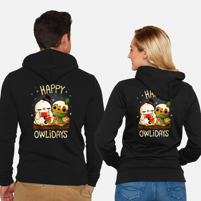 Happy Owlidays-Unisex-Zip-Up-Sweatshirt-Vallina84