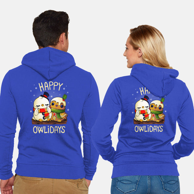 Happy Owlidays-Unisex-Zip-Up-Sweatshirt-Vallina84