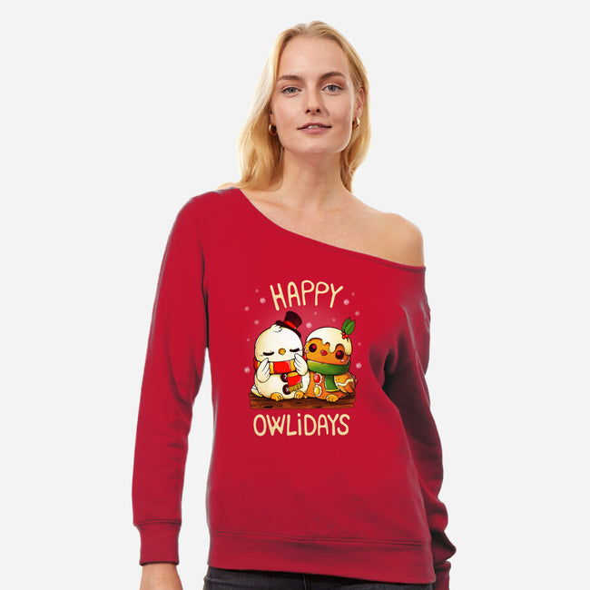 Happy Owlidays-Womens-Off Shoulder-Sweatshirt-Vallina84