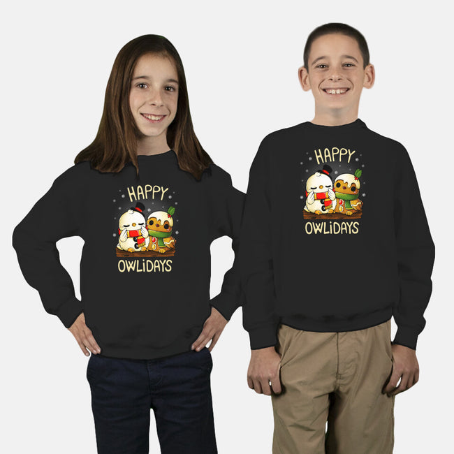 Happy Owlidays-Youth-Crew Neck-Sweatshirt-Vallina84