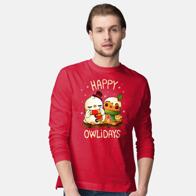 Happy Owlidays-Mens-Long Sleeved-Tee-Vallina84