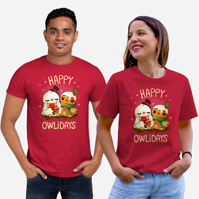 Happy Owlidays-Unisex-Basic-Tee-Vallina84