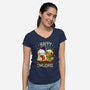 Happy Owlidays-Womens-V-Neck-Tee-Vallina84