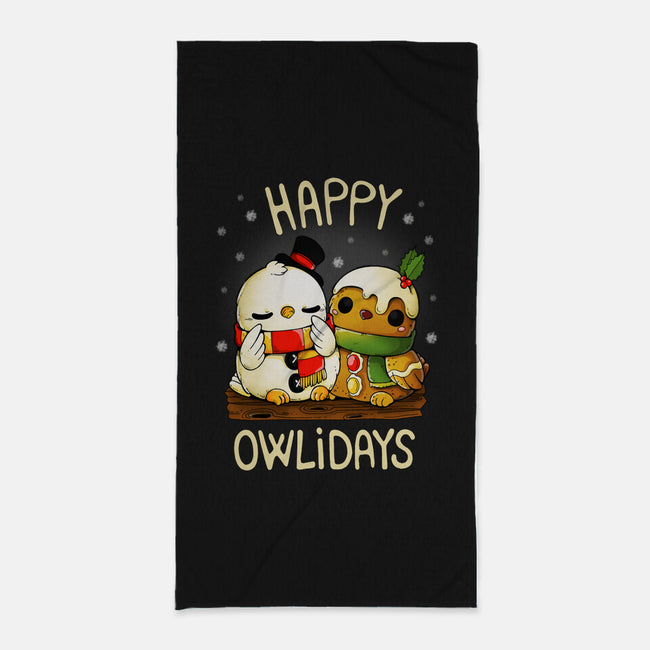 Happy Owlidays-None-Beach-Towel-Vallina84