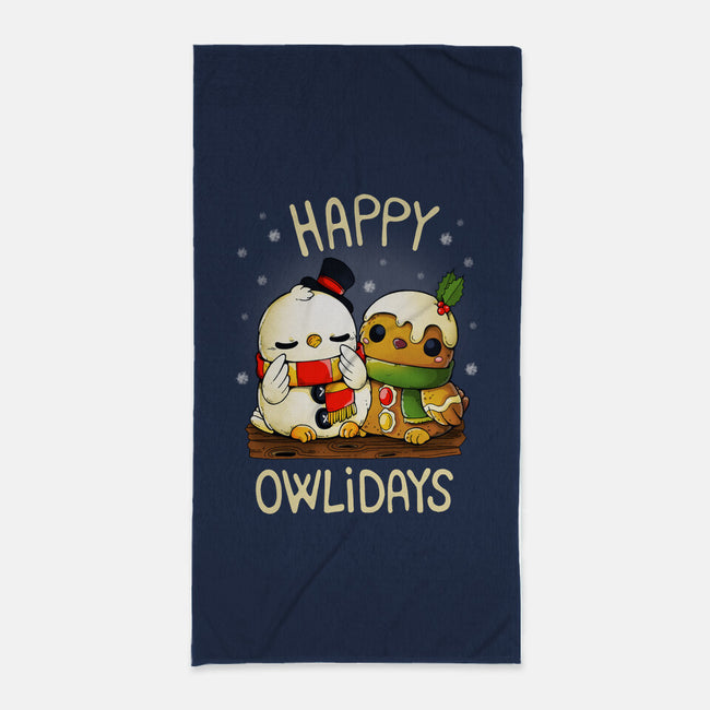 Happy Owlidays-None-Beach-Towel-Vallina84