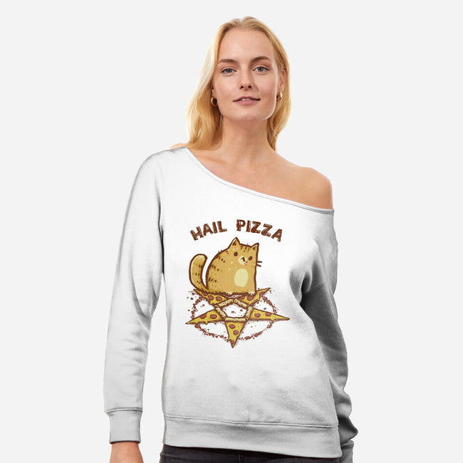 Hail Pizza-Womens-Off Shoulder-Sweatshirt-kg07
