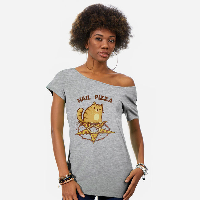 Hail Pizza-Womens-Off Shoulder-Tee-kg07