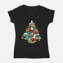 Christmas Books-Womens-V-Neck-Tee-Vallina84