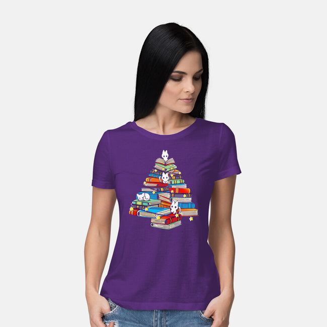 Christmas Books-Womens-Basic-Tee-Vallina84