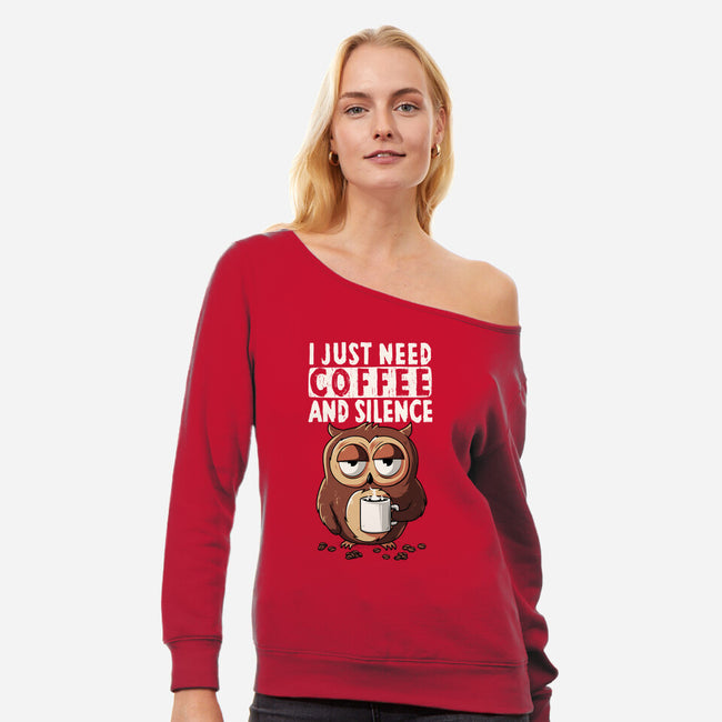 Coffee And Silence-Womens-Off Shoulder-Sweatshirt-ducfrench