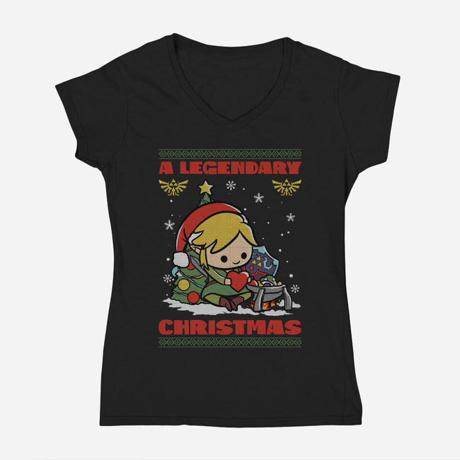 Legendary Christmas-Womens-V-Neck-Tee-fanfabio