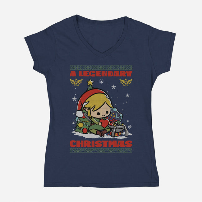 Legendary Christmas-Womens-V-Neck-Tee-fanfabio