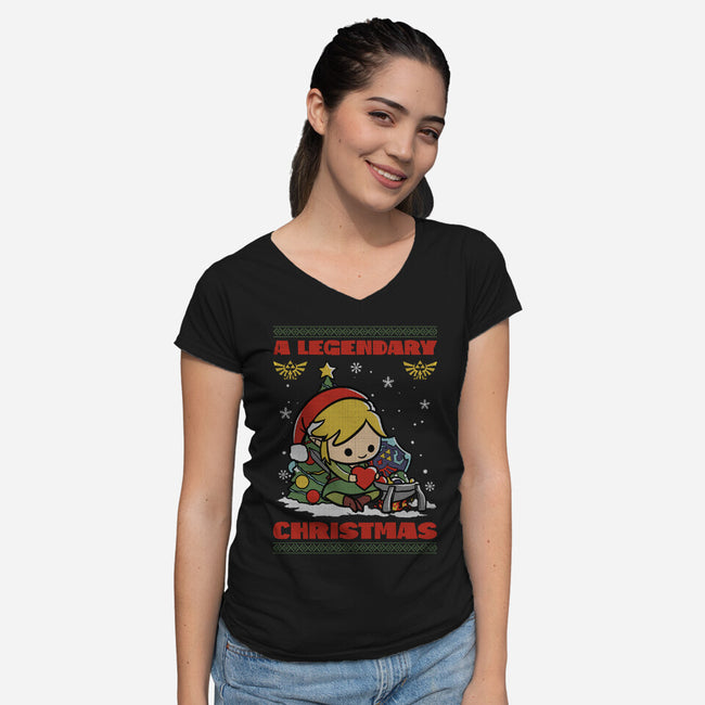 Legendary Christmas-Womens-V-Neck-Tee-fanfabio