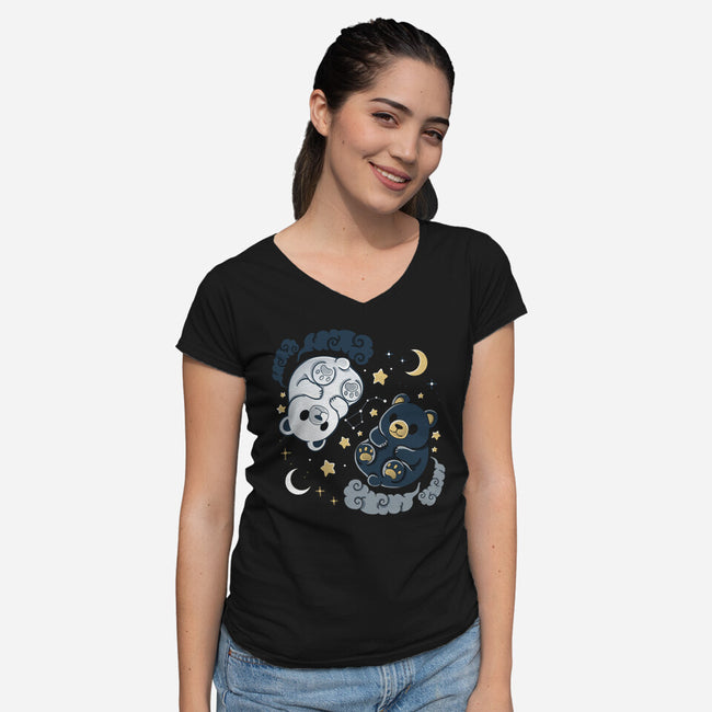 Ying Yang Ursa-Womens-V-Neck-Tee-Vallina84