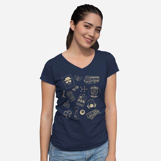 Blue Crystal-Womens-V-Neck-Tee-OnlyColorsDesigns