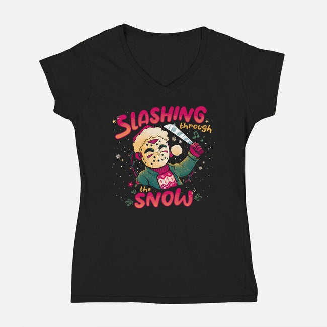 Deadly Carol-Womens-V-Neck-Tee-teesgeex