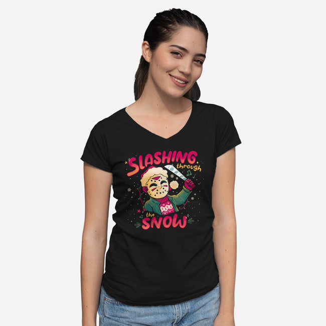 Deadly Carol-Womens-V-Neck-Tee-teesgeex