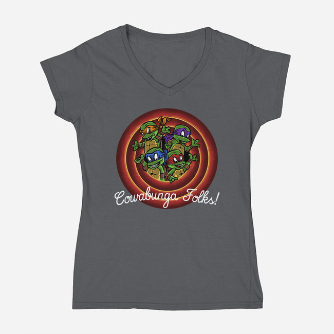 Cowabunga Folks-Womens-V-Neck-Tee-zascanauta