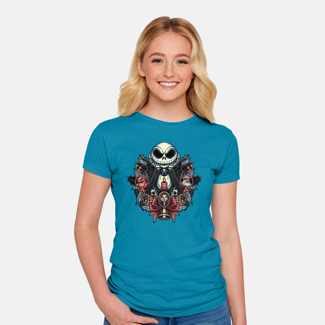 Christmas Jack-Womens-Fitted-Tee-momma_gorilla