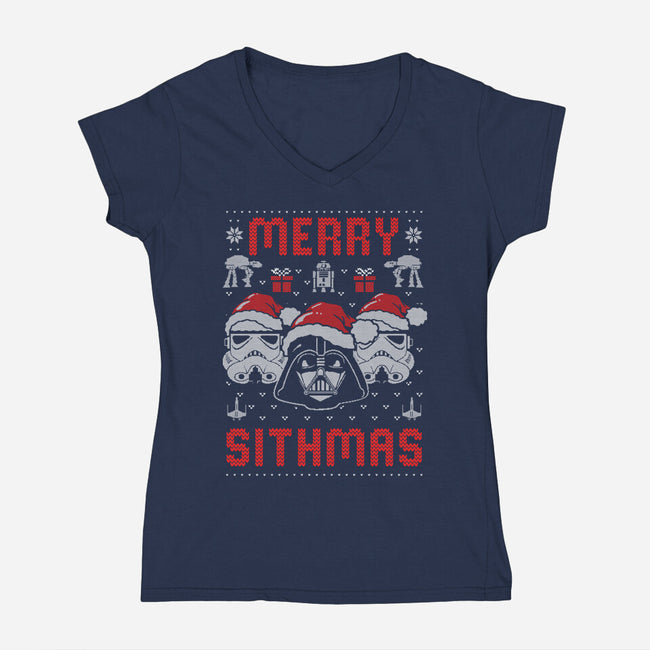 A Merry Sithmas-Womens-V-Neck-Tee-eduely