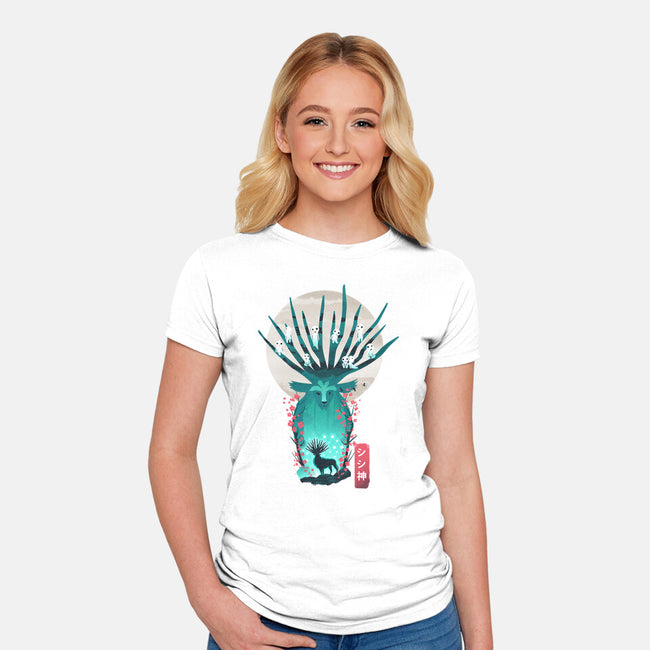 Deer God-Womens-Fitted-Tee-dandingeroz