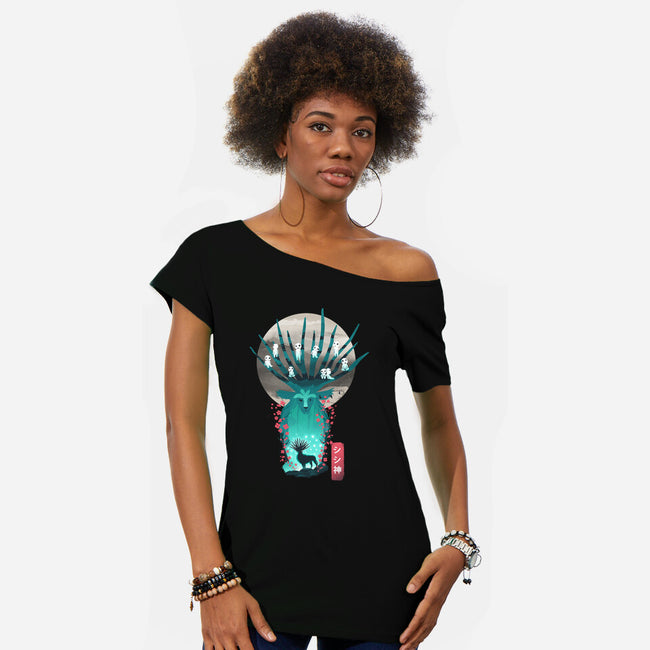 Deer God-Womens-Off Shoulder-Tee-dandingeroz