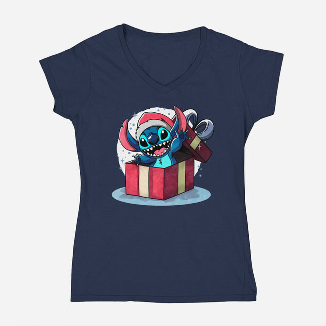 Alien Surprise-Womens-V-Neck-Tee-fanfreak1