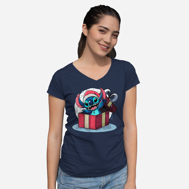 Alien Surprise-Womens-V-Neck-Tee-fanfreak1