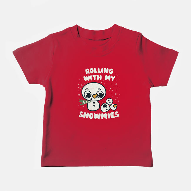 Rolling With My Snowmies-Baby-Basic-Tee-Weird & Punderful
