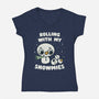 Rolling With My Snowmies-Womens-V-Neck-Tee-Weird & Punderful