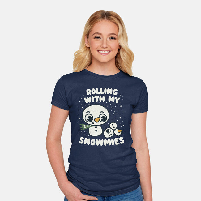 Rolling With My Snowmies-Womens-Fitted-Tee-Weird & Punderful