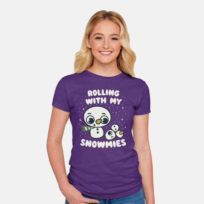 Rolling With My Snowmies-Womens-Fitted-Tee-Weird & Punderful