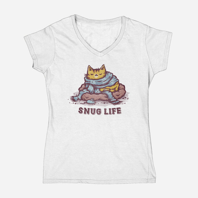 Living The Snug Life-Womens-V-Neck-Tee-kg07