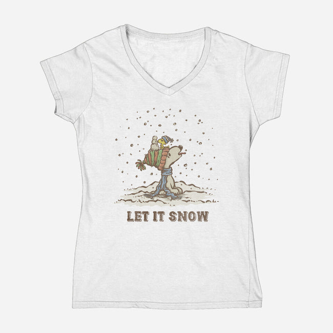 Let It Snow-Womens-V-Neck-Tee-kg07